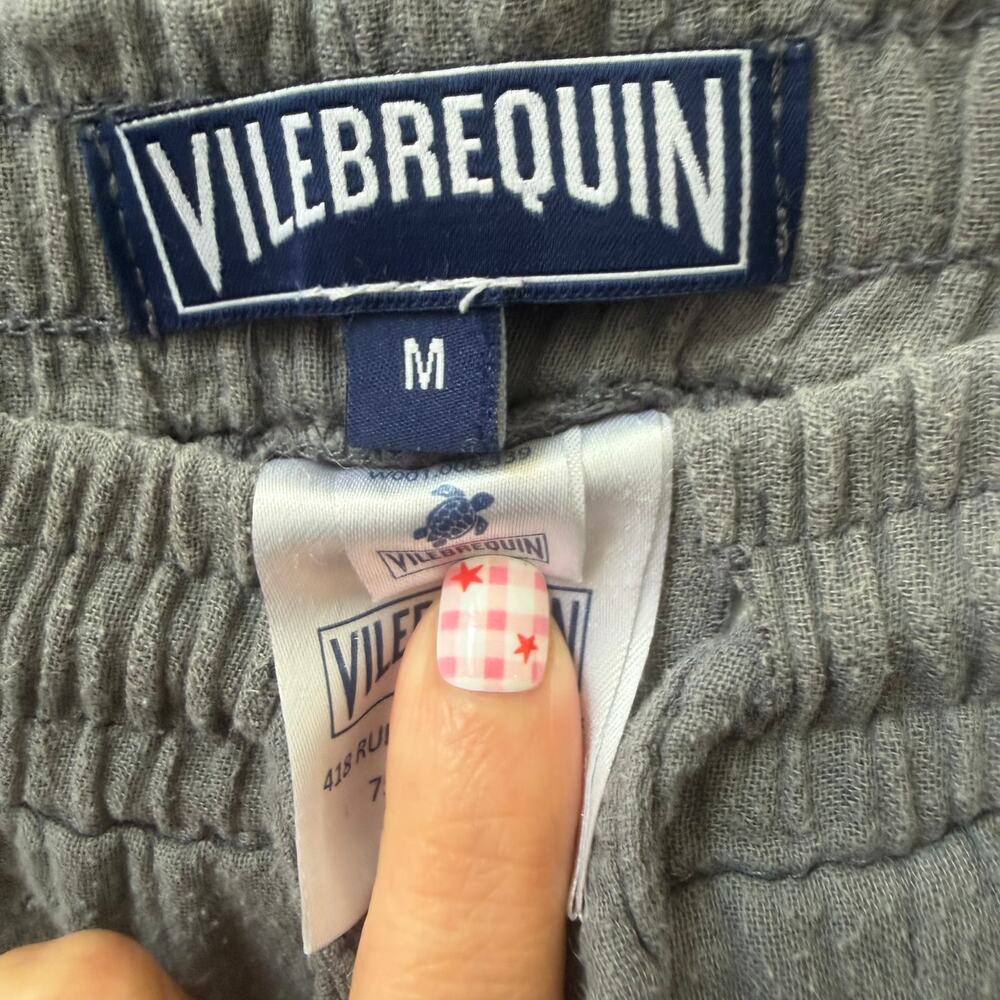 Vilebrequin Gray Linen Pants Pull On Size Medium Pull On Casual Slash Pockets - Picture 3 of 4